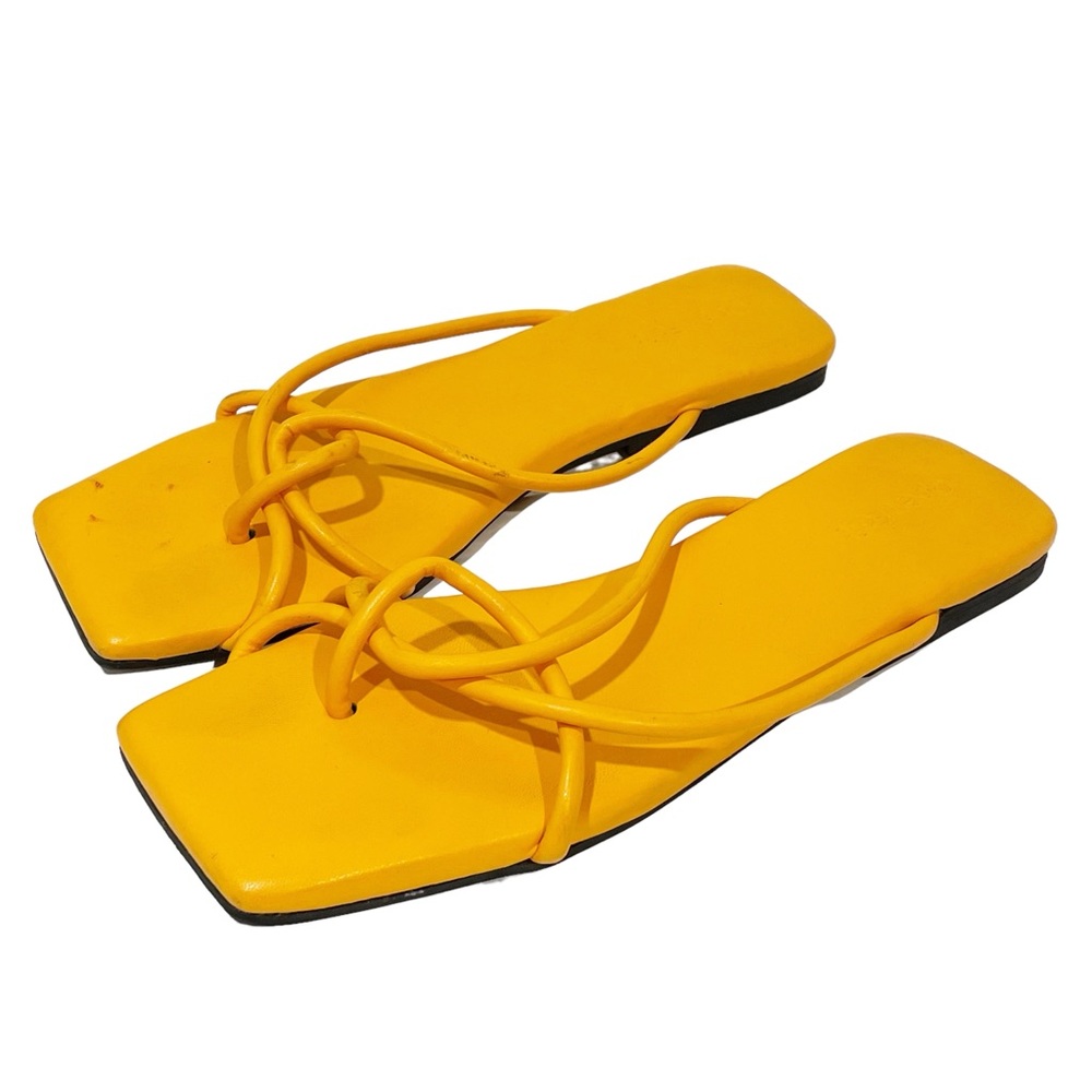 OPEN EDIT Size‎ 7.5 Orange Square Toe Stappy Slide Sandals